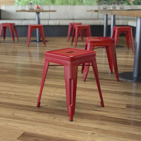 Flash Furniture 4 Pack 18 Inch Red Metal Stool ET-BT3503-18-RED-GG